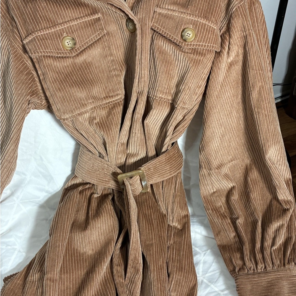 BB Dakota by Steve Madden wmn’s corduroy belted shirt jacket dress sz S NWT